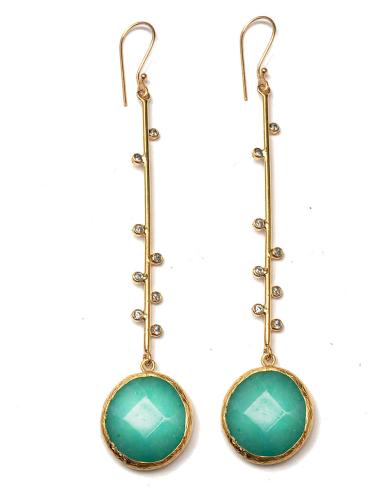 PENDIENTES LARGOS VERDE AGUA, BODAS Y FIESTA INVITADA PERFECTA - Imagen 1