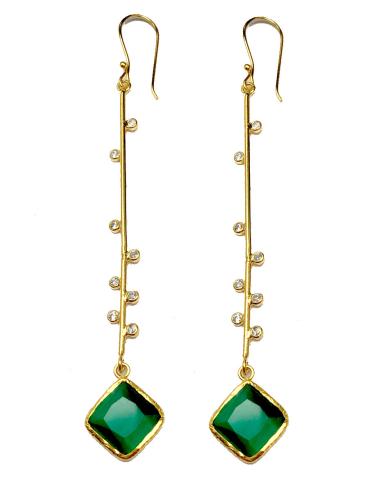 PENDIENTES LARGOS VERDE BOTELLA DE DISEÑO, JOYAS MADRID - Imagen 1