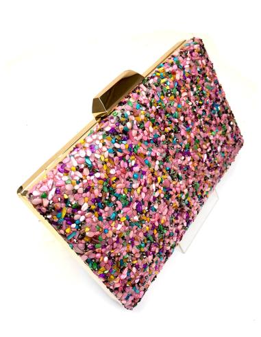 BOLSOS DE FIESTA ROSAS CON PEDRERIA DE COLORES ESPECIAL BODAS - Imagen 1