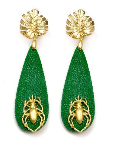 PENDIENTES VERDES CON ESCARABAJOS INSPIRADOS EN EL ANTIGUO EGIPTO - Imagen 1