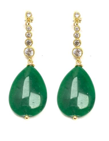 PENDIENTES VERDES DE PIEDRA CON CIRCONITAS PARA CEREMONIAS - Imagen 1