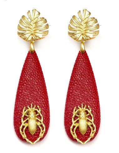 PENDIENTES ROJOS CON ESCARABAJOS INSPIRADOS EN EL ANTIGUO EGIPTO - Imagen 1