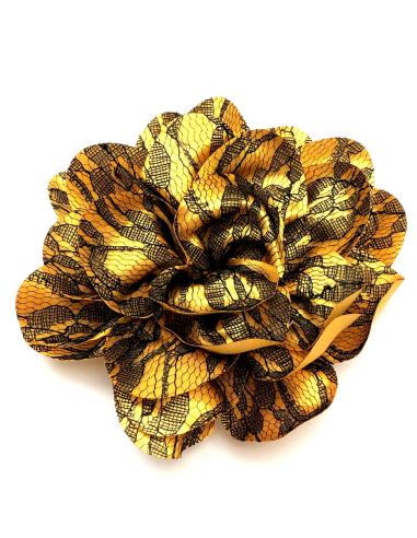 FLORES MOSTAZAS DE TELA CON ENCAJE PARA BODAS Y CEREMONIAS - Imagen 1