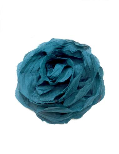 FLORES DE MUJER AZULES PETROLEO CON CIERRE DE BROCHE Y PINZA - Imagen 1