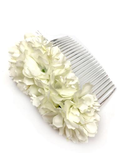 PEINAS BLANCAS CON FLORES PARA BODAS BAUTIZOS Y COMUNION - Imagen 1