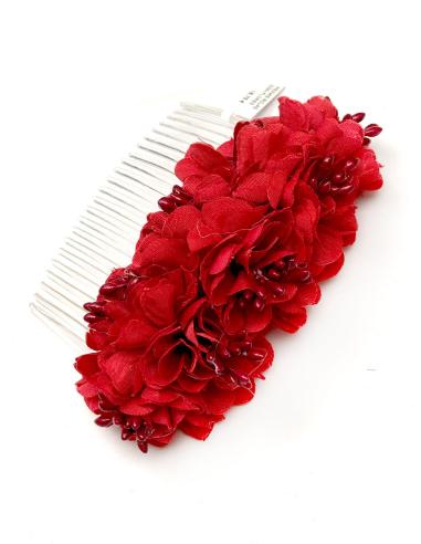 PEINAS ROJAS CON FLORES PARA BODAS BAUTIZOS Y COMUNION - Imagen 1