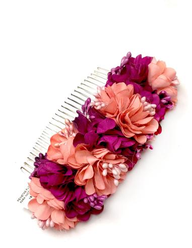 PEINETAS FLORES PARA INVITADAS DE BODA EN ROSA Y BUGAMBILIA - Imagen 1