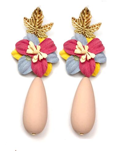 PENDIENTES LARGOS ROSAS CON FLORES INSPIRACION FLAMENCA - Imagen 1