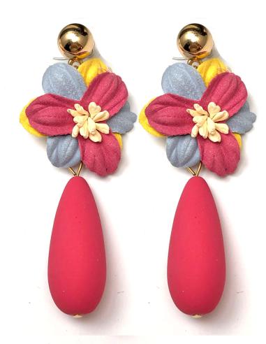 PENDIENTES LARGOS CORAL CON FLORES INSPIRACION FLAMENCA - Imagen 1