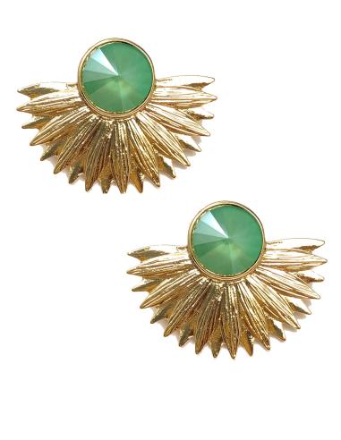 PENDIENTES VERDES Y DORADOS PARA BODAS SUPER FAVORECEDORES - Imagen 1