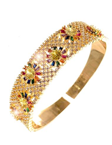 PULSERAS MUJER DORADAS DE FIESTA Y BODA CON PEDRERIA CRISTAL - Imagen 1
