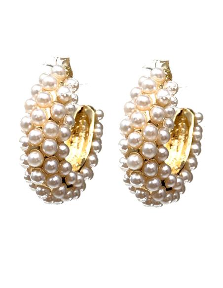 PENDIENTES PARA MUJER DE AROS DECORADOS CON PERLITAS - Imagen 1