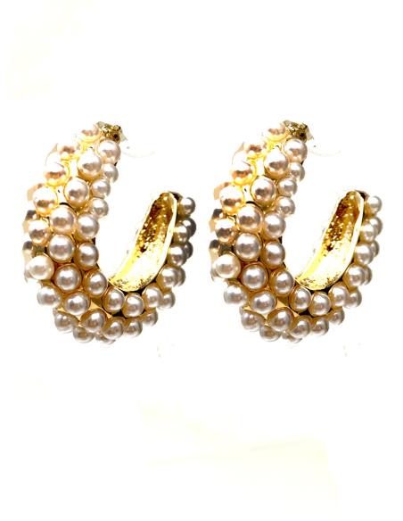 PENDIENTES PARA MUJER DE AROS DECORADOS CON PERLITAS - Imagen 2