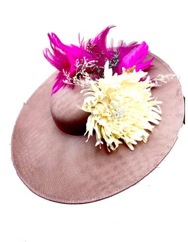 TOCADOS BODA ROSA MAQUILLAJE CON PLUMAS BUGAMBILIA Y FLORES - Imagen 3