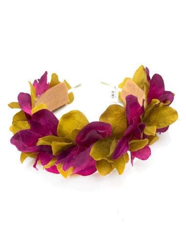DIADEMAS BODA CON FLORES BUGAMBILIAS Y AMARILLO LATON - Imagen 1