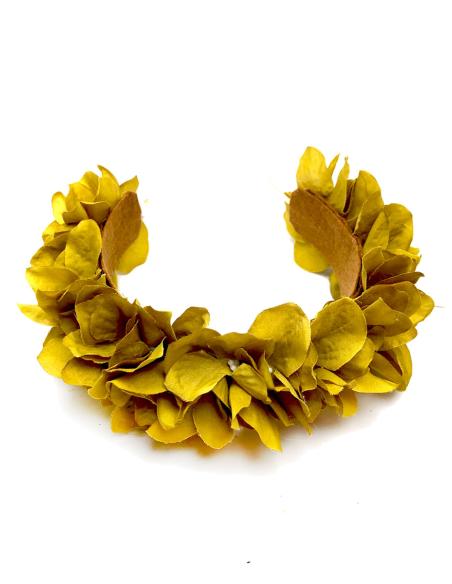DIADEMAS BODA CON FLORES AMARILLO LATON - Imagen 1
