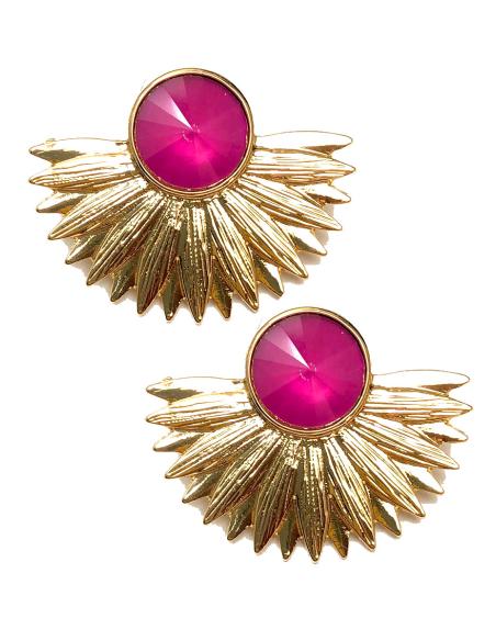 PENDIENTES DORADOS CON PRECIOSO DISEÑO DE ABANICO - Imagen 1