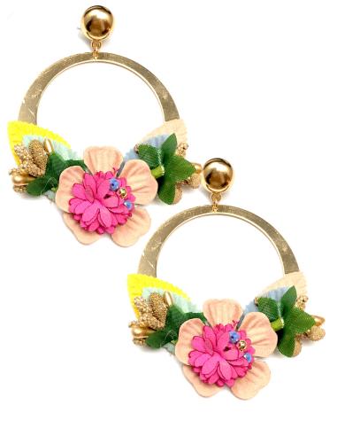 PENDIENTES CON FLORES PARA TRAJES DE COLA FLAMENCA PARA LA FERIA - Imagen 1