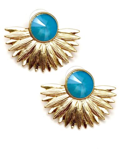 PENDIENTES DORADOS CON PRECIOSO DISEÑO DE ABANICO - Imagen 1