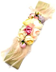 Imagen del producto CINTURONES DORADOS DE FIESTA ELASTICOS CON FLORES Y PLUMAS