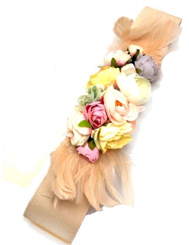 CINTURONES DE FIESTA BEIGE PARA BODAS DE FLORES Y PLUMAS - Imagen 1