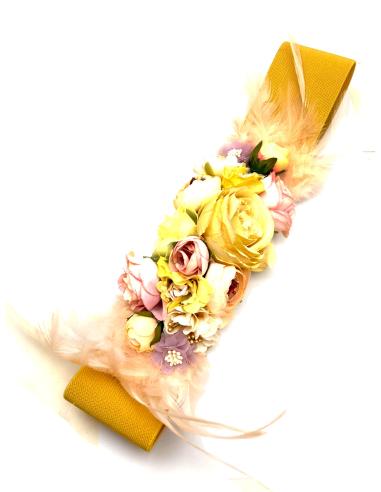 CINTURONES FIESTA MOSTAZAS PARA BODAS DE FLORES Y PLUMAS - Imagen 1