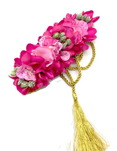 CINTURONES MUJER DE FLORES FUCSIAS Y DORADOS PARA BODAS - Imagen 1