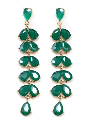 PENDIENTES LARGOS DE FIESTA VERDES CON HOJITAS DE CRISTAL - Imagen 1