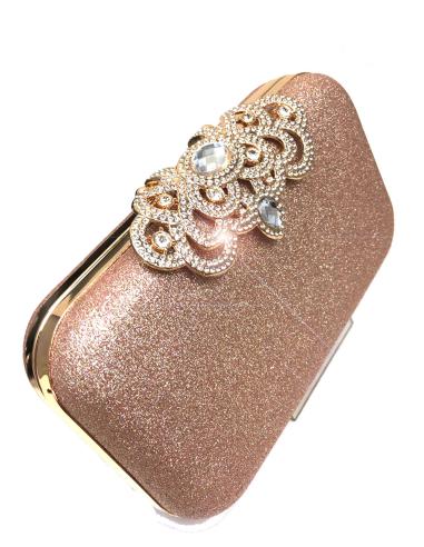 BOLSOS DE FIESTA ORO ROSA CON ESPECTACULAR DISEÑO DE PEDRERIA - Imagen 1