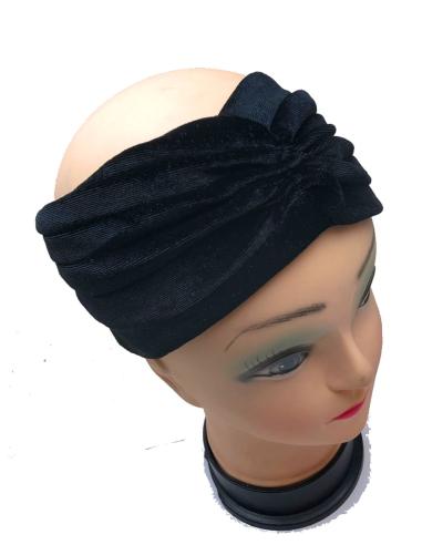 MUJER BANDANAS DE FIESTA NEGRAS TIPO TURBANTE O DIADEMA - Imagen 1