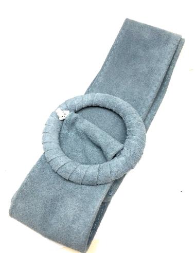 CINTURONES MUJER ANCHOS AZULES TONO GRISACEO PIEL DE SERRAJE - Imagen 1