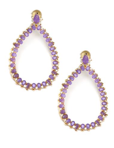 PENDIENTES LARGOS DE FIESTA CON ELEGANTE LAGRIMA CRISTAL COLOR - Imagen 1