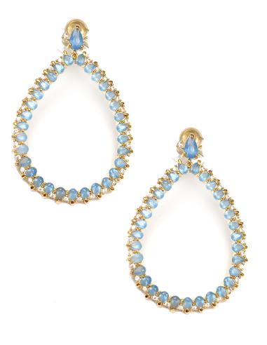 PENDIENTES LARGOS DE FIESTA CON ELEGANTE LAGRIMA CRISTAL COLOR - Imagen 4