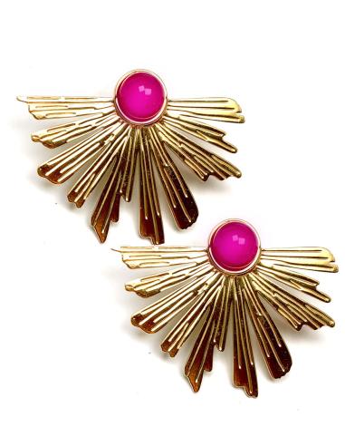 PENDIENTES DORADOS DISEÑOS ACTUALES CON PIEDRA SEMIPRECIOSA - Imagen 1