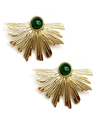 PENDIENTES DORADOS DISEÑOS ACTUALES CON PIEDRA SEMIPRECIOSA - Imagen 2
