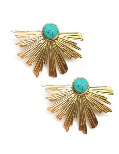 PENDIENTES DORADOS DISEÑOS ACTUALES CON PIEDRA SEMIPRECIOSA - Imagen 4
