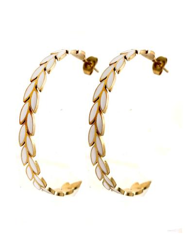 PENDIENTES DE AROS GRANDES CON HOJITAS EN DIFERENTES COLORES - Imagen 1