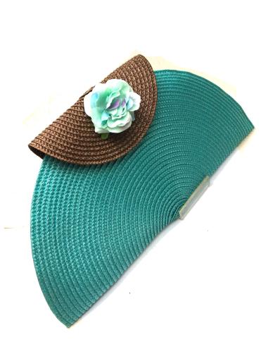 BOLSOS DE FIESTA DE RAFIA TURQUESAS Y MARRONES DISEÑO CAPOTE - Imagen 1