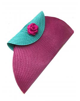 BOLSOS DE FIESTA DE RAFIA FUCSIA Y TURQUESA DISEÑO CAPOTE - Imagen 1