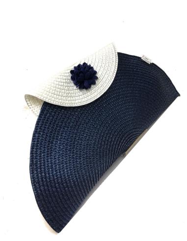 BOLSOS DE FIESTA DE RAFIA AZUL MARINO Y BLANCO CAPOTE ELEGANTE - Imagen 1