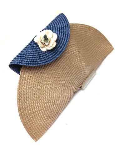 BOLSOS DE FIESTA DE RAFIA BEIGE Y AZUL MARINO DISEÑO CAPOTE - Imagen 1