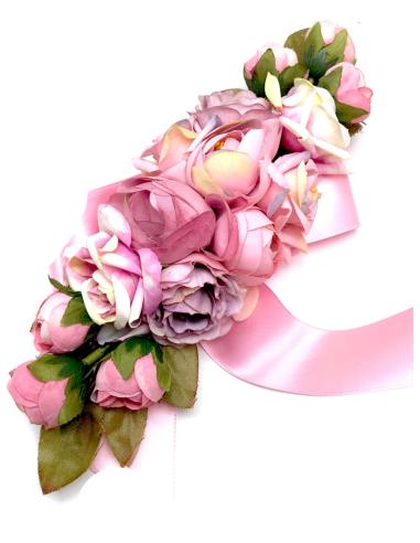 CINTURONES DE FIESTA ROSAS CON BONITAS FLORES PARA BODAS - Imagen 1