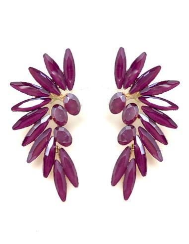 PENDIENTES VIOLETA PARA BODA CON DISEÑO DE ABANICO DE CRISTAL - Imagen 1