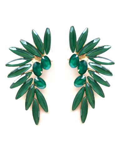 PENDIENTES VERDES PARA BODA CON DISEÑO DE ABANICO DE CRISTAL - Imagen 1