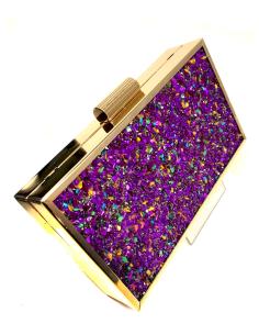 BOLSOS BODA MORADOS DECORADOS CON PEDRERIA ESPECIAL MADRINAS - Imagen 1