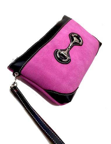 BOLSOS PIEL DE UBRIQUE FUCSIA ACABADO TAURINO CON ESTRIBO - Imagen 1