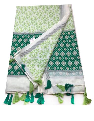 PAÑUELOS PARA MUJER CON ESTAMPADO EN BICOLOR Y BORLAS - Imagen 2