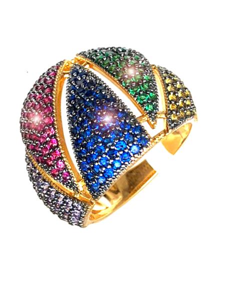 ANILLOS DORADOS O PLATEADOS DE FIESTA Y BODA PEDRERIA CRISTAL - Imagen 1