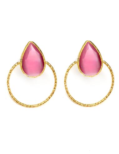 PENDIENTES MUJER DE ARO DECORADO CON PIEDRA DE COLOR - Imagen 1
