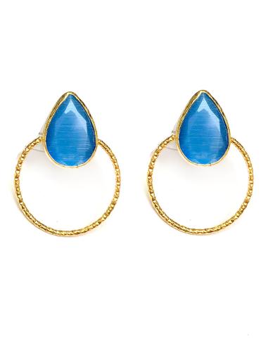 PENDIENTES MUJER DE ARO DECORADO CON PIEDRA DE COLOR - Imagen 3